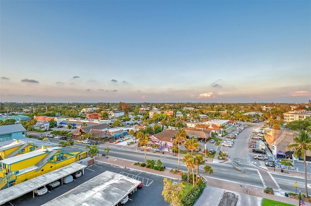 view of aerial view at dusk