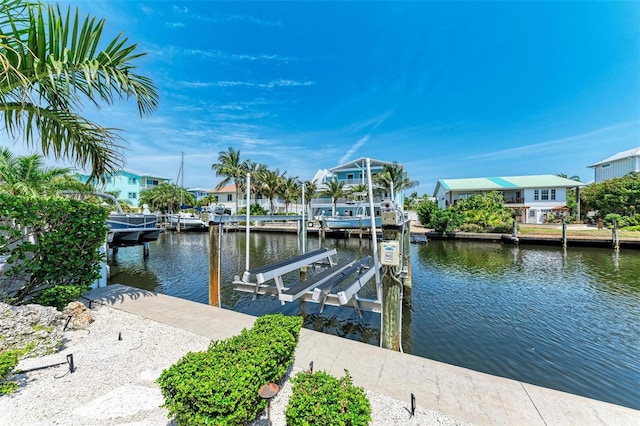 dock area featuring a water view