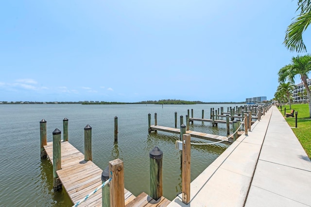 view of dock featuring a water view