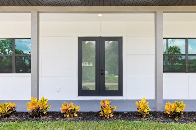 doorway to property with french doors