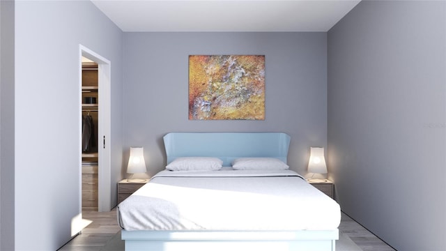 bedroom featuring a closet and wood-type flooring