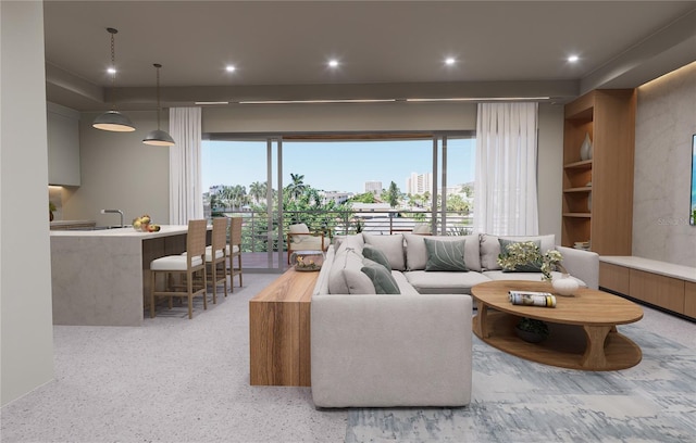 living room featuring a wealth of natural light