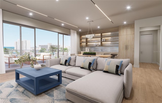 living room featuring light hardwood / wood-style flooring