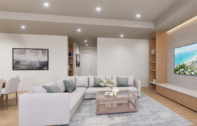 living room with light hardwood / wood-style floors