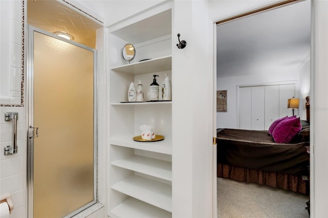 interior space with an enclosed shower