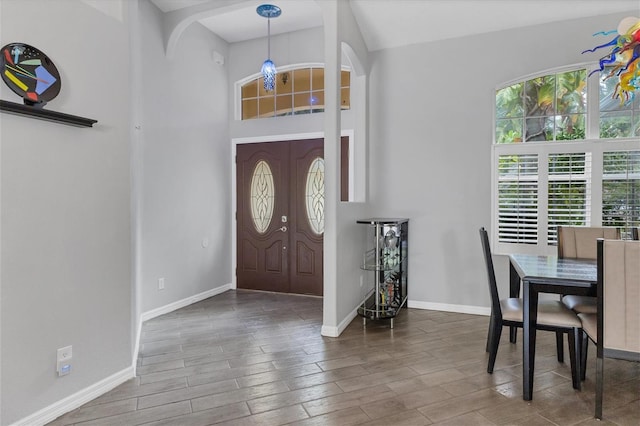 foyer entrance featuring hardwood / wood-style flooring