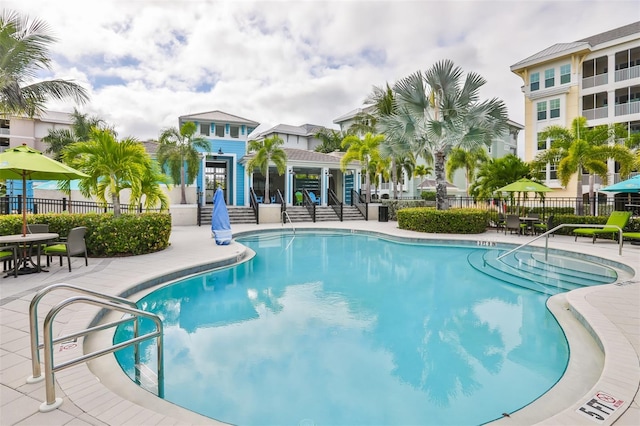 view of pool featuring a patio