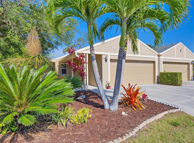 view of front of home featuring a garage, driveway, and stucco siding