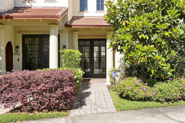 property entrance with french doors