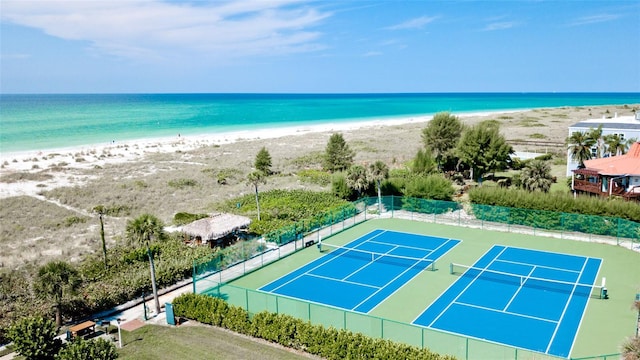 property view of water featuring a beach view