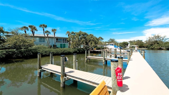 dock area featuring a water view