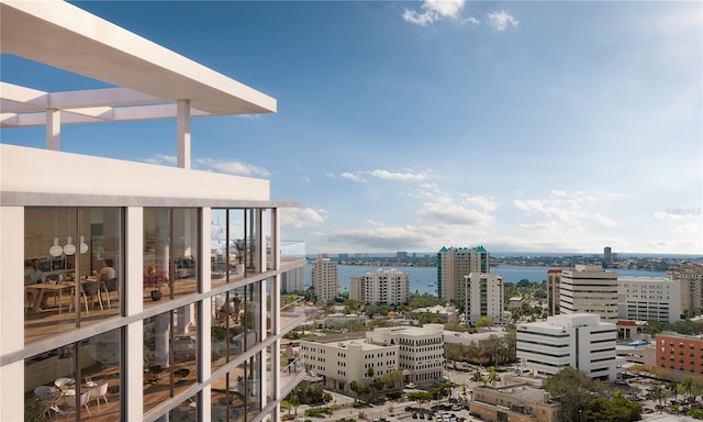 view of city with a water view