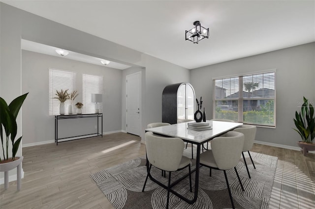 dining room featuring light wood-type flooring