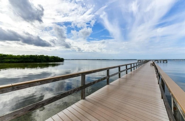 view of dock featuring a water view