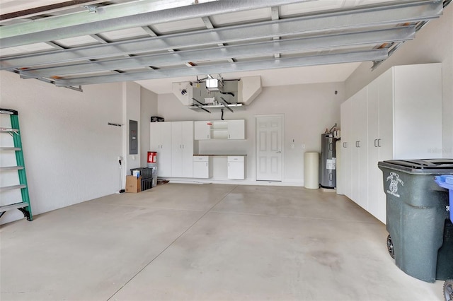 garage featuring water heater