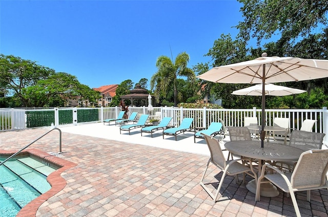 view of patio / terrace featuring a gazebo