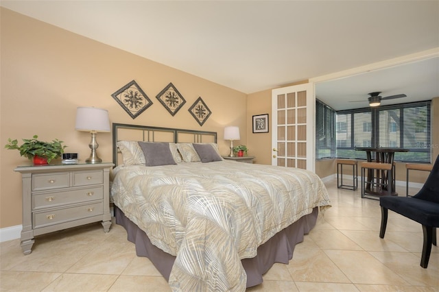 bedroom with light tile patterned floors