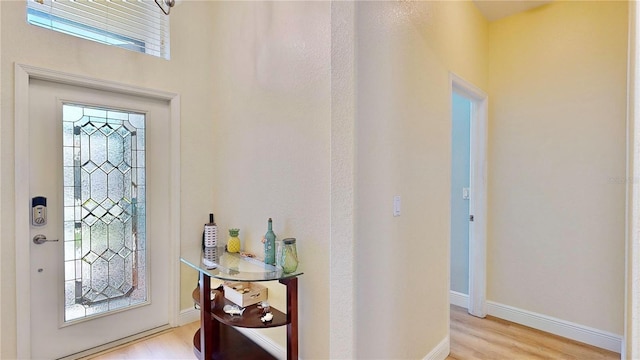 foyer with light hardwood / wood-style floors and a wealth of natural light