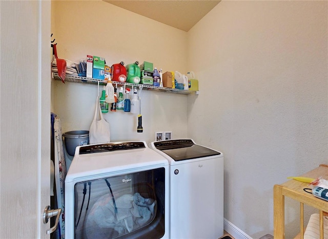 laundry area with washer hookup and washer and clothes dryer