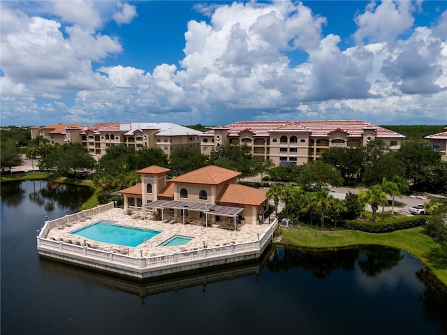 exterior space featuring a water view