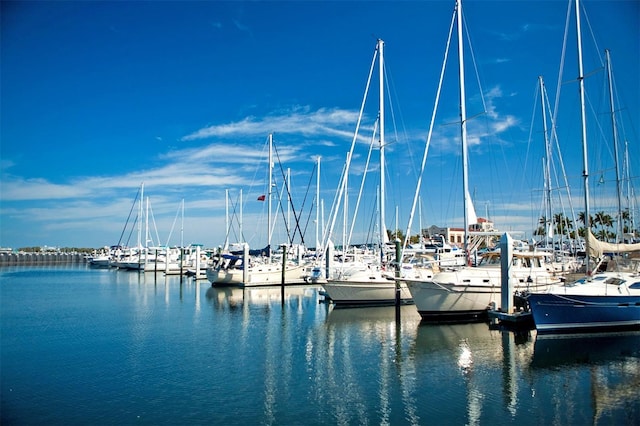 view of dock featuring a water view