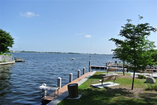 view of dock featuring a water view