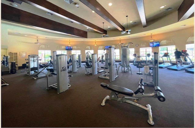 gym with visible vents and recessed lighting