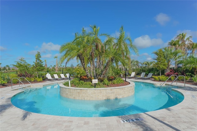 view of pool featuring a patio area