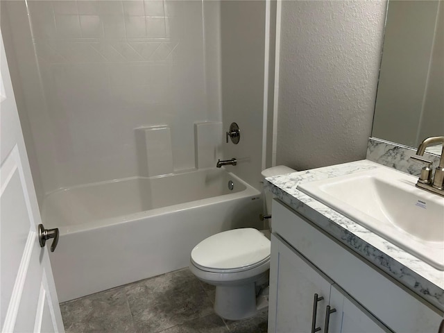 full bathroom featuring vanity, toilet, and shower / bathtub combination