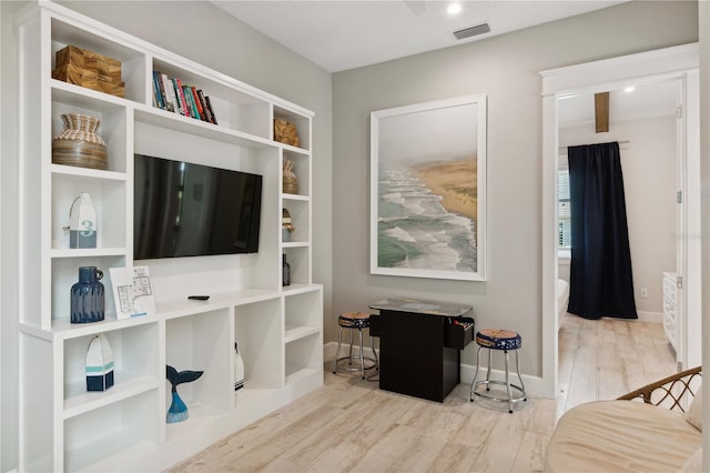 home office featuring light wood-type flooring