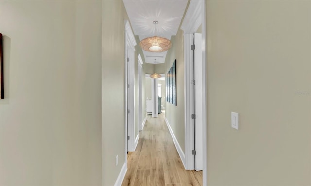 hallway with light wood-type flooring