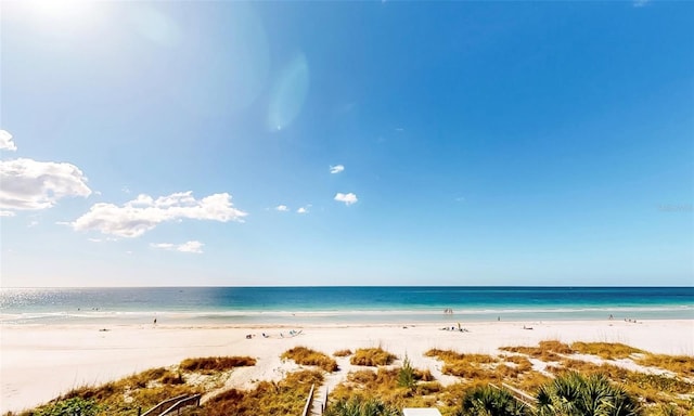 view of water feature featuring a beach view