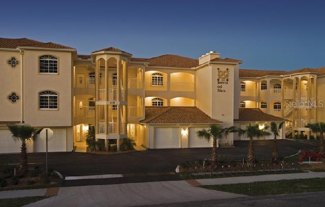 view of front of property with a garage