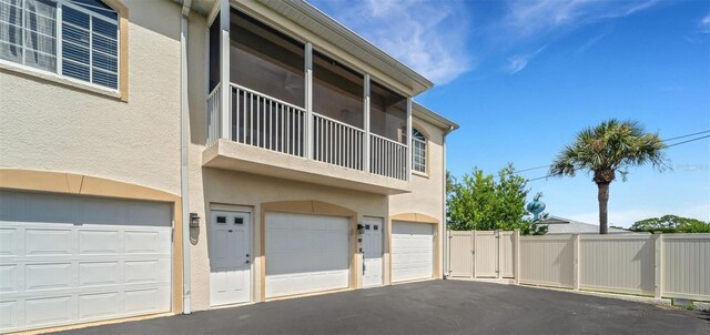 exterior space featuring a garage