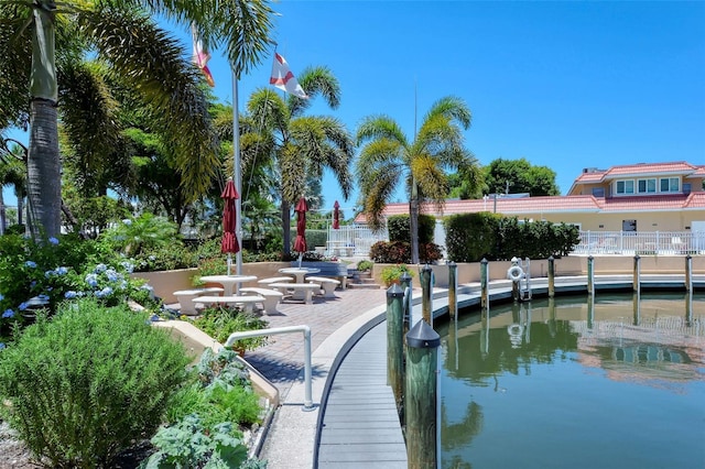 view of dock with fence