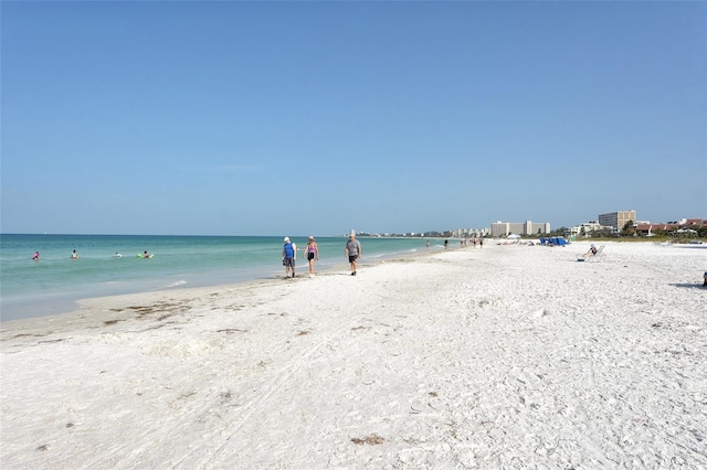 property view of water featuring a view of the beach