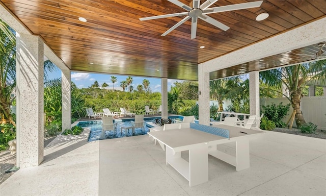 view of patio / terrace featuring ceiling fan