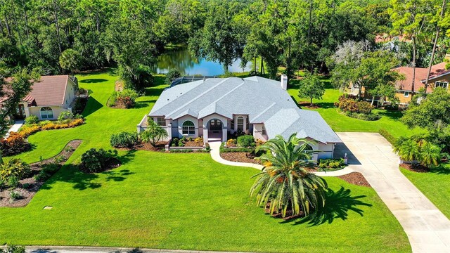 7430 Weeping Willow Dr, Sarasota, FL 34241 - birds eye view of property featuring a water view