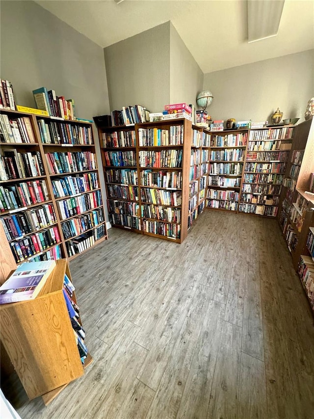 sitting room with wood-type flooring