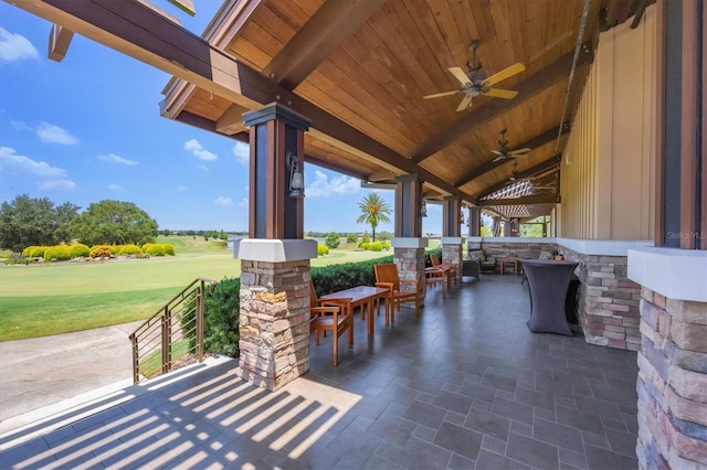 view of patio with ceiling fan