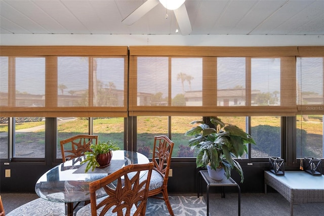 sunroom featuring plenty of natural light and ceiling fan