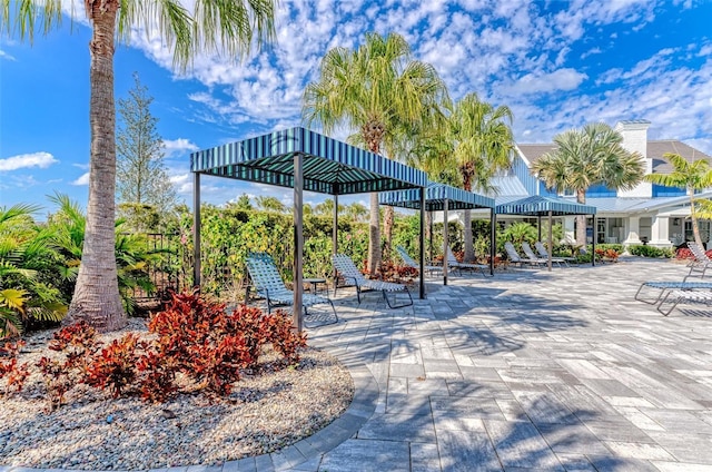 view of community with a patio area