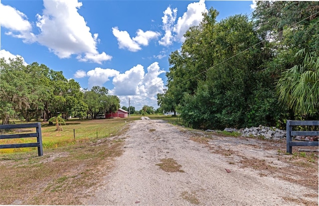 view of street with a rural view