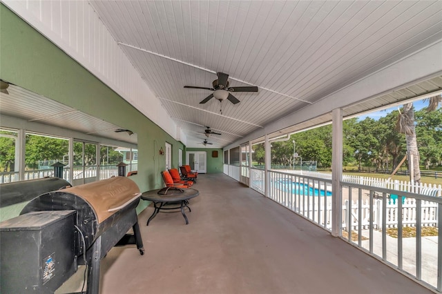 view of patio / terrace featuring ceiling fan