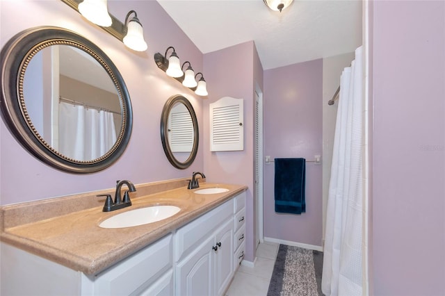 bathroom featuring vanity and tile patterned floors