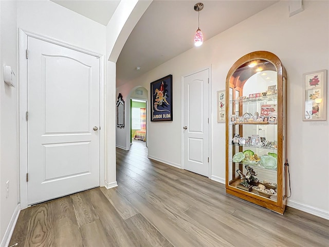 hall featuring light hardwood / wood-style floors