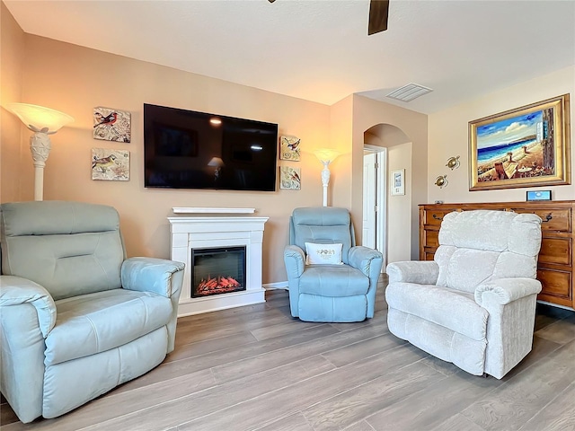 living room with hardwood / wood-style flooring