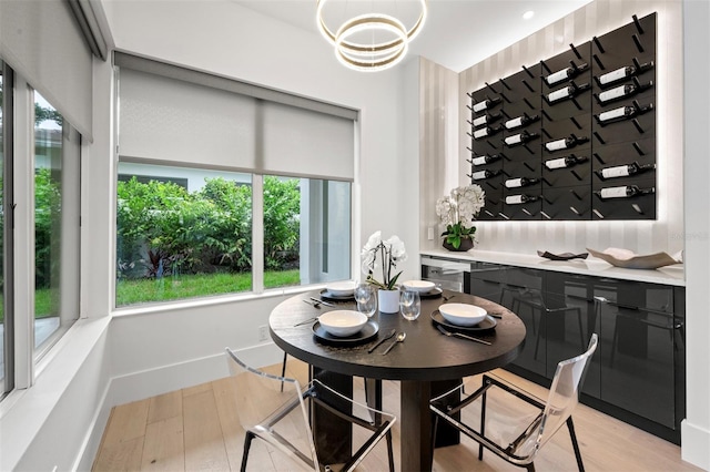 dining area with light wood-type flooring