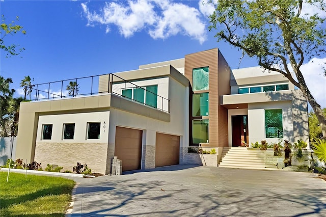 contemporary home with a garage