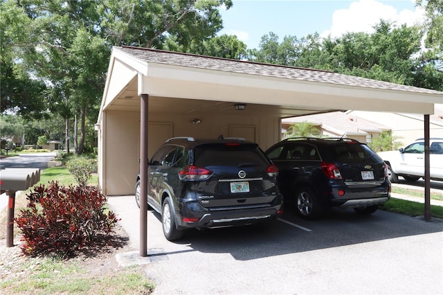 view of parking featuring a carport